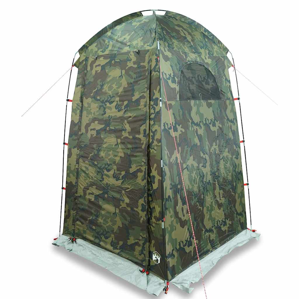 Zijaanzicht van de vidaXL waterdichte camouflage douchetent met ventilatierooster.