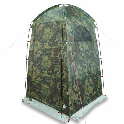 Zijaanzicht van de vidaXL waterdichte camouflage douchetent met ventilatierooster.