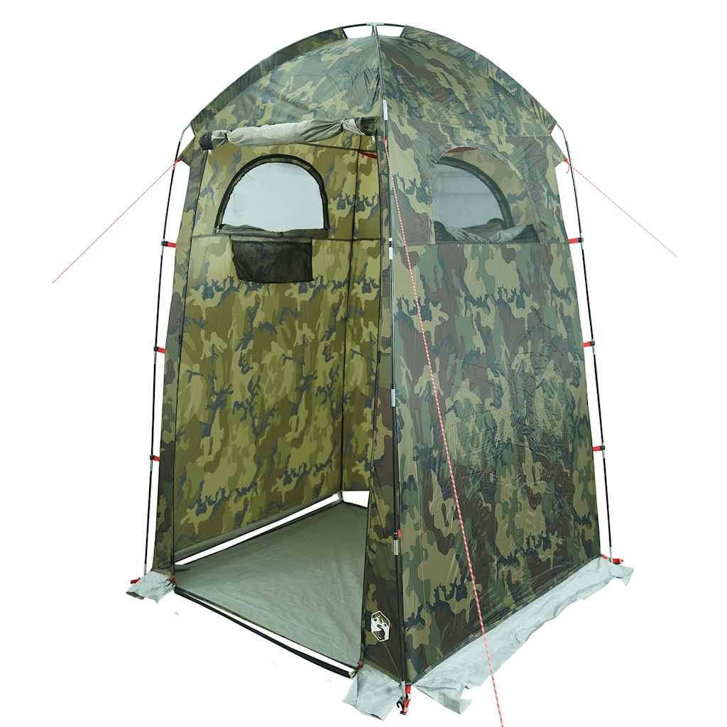 Detail van de vidaXL douchetent in camouflage, met zijraam en open deur.