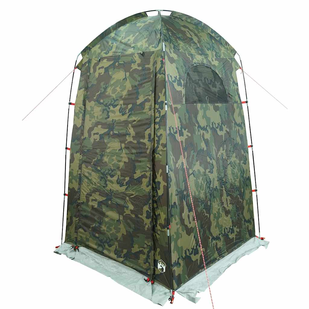 Zijaanzicht van de vidaXL waterdichte camouflage douchetent met ventilatierooster.