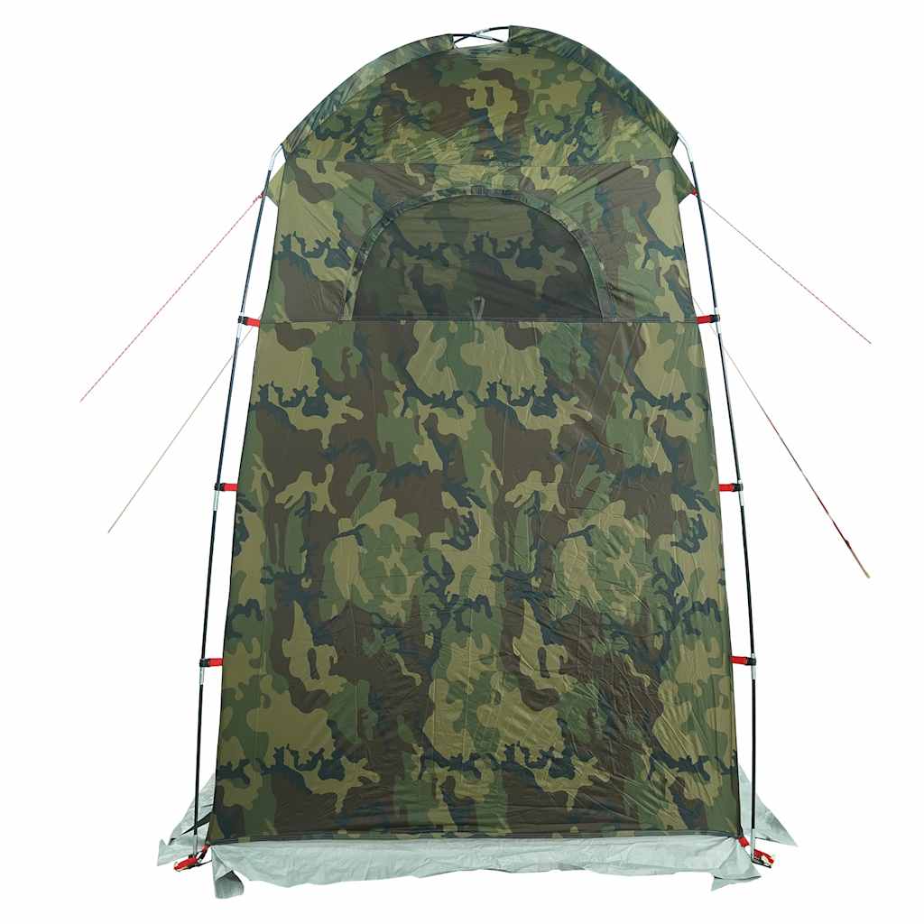 Detail van de vidaXL douchetent in camouflage, met open bovenraam voor ventilatie.