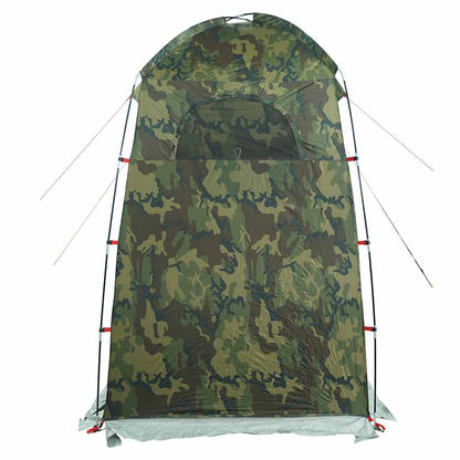 Detail van de vidaXL douchetent in camouflage, met open bovenraam voor ventilatie.