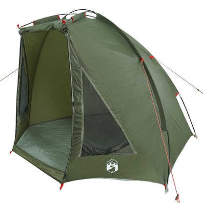 Detail van de vidaXL Vistent tent in olijfgroen, zijaanzicht met open ingang.