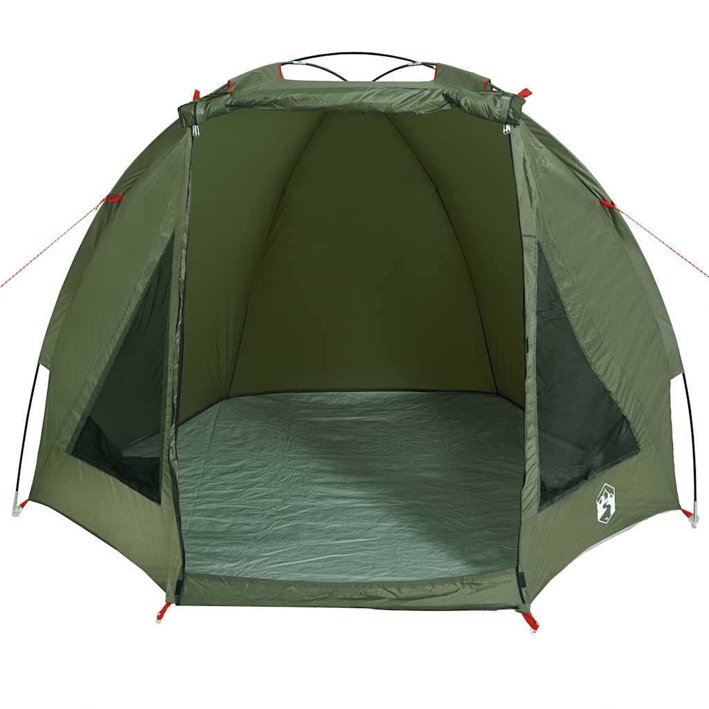 Binnenzijde van de vidaXL Vistent tent in olijfgroen, met ruime opzet en ventilatieopeningen.