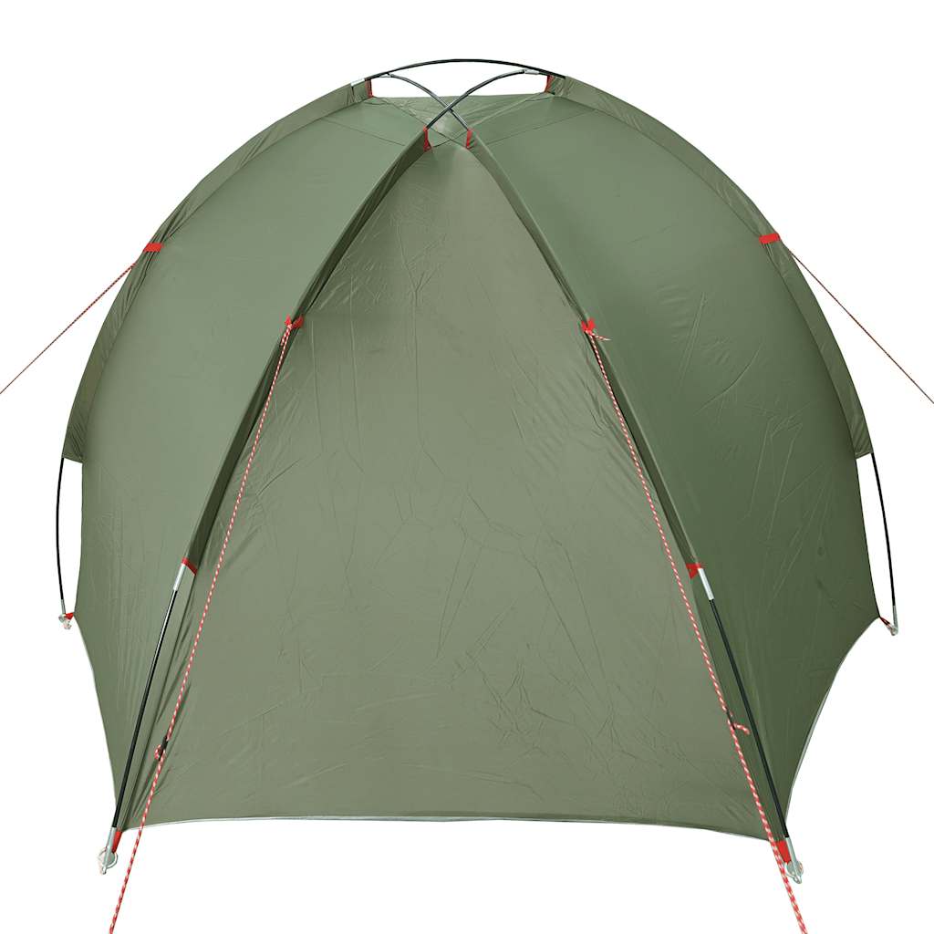Detail van de vidaXL Vistent tent in olijfgroen, met zicht op de bovenkant en stokken.