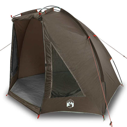 Detail van de vidaXL Vistent, bruin waterdicht tent met open ingang en ventilatie.