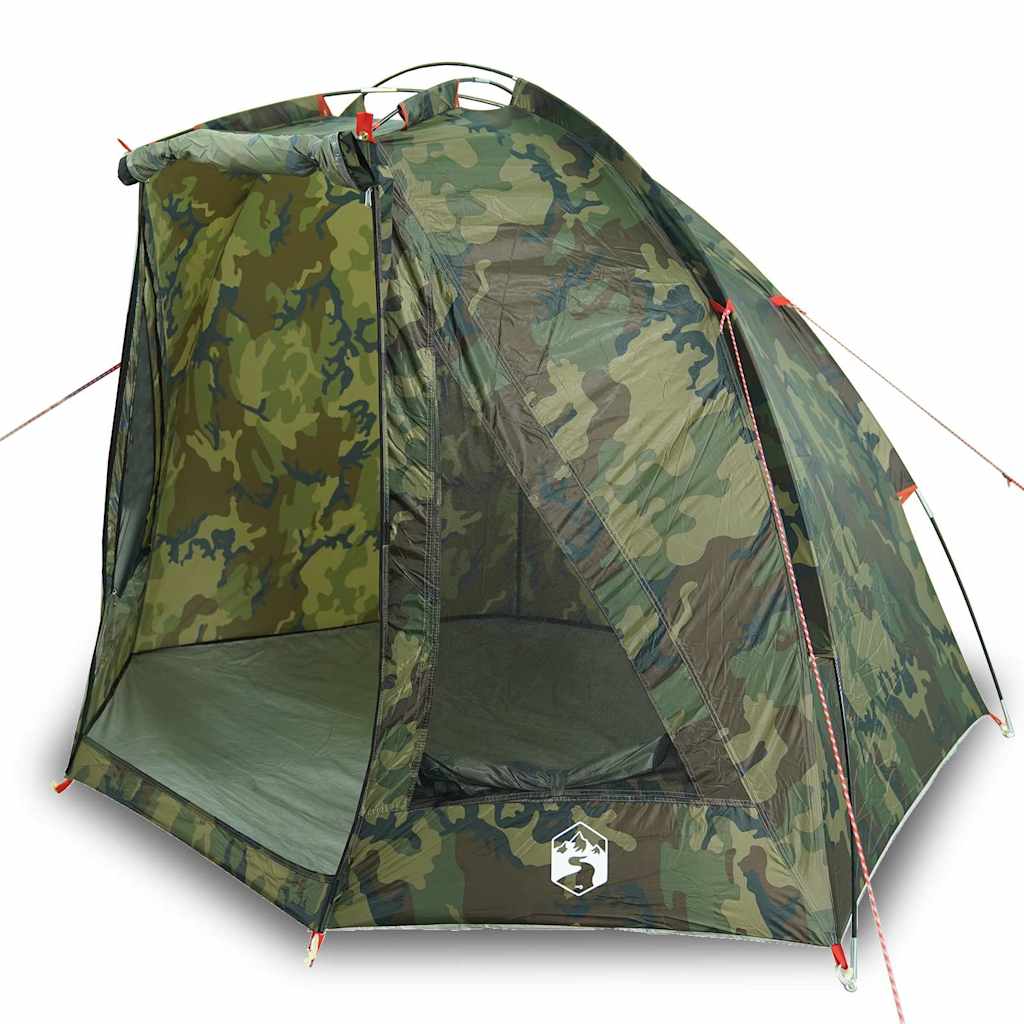 Detail van het vidaXL waterdichte camouflage vistent, zijaanzicht met open ingang.