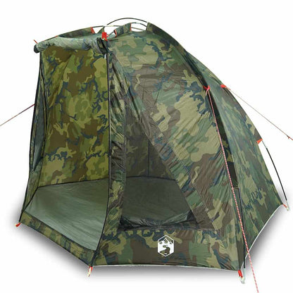Detail van het vidaXL waterdichte camouflage vistent, zijaanzicht met open ingang.