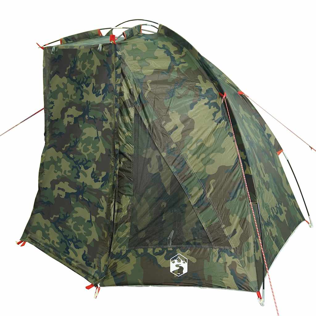 Detail van het vidaXL waterdichte camouflage vistent met zijaanzicht en gaasopening.
