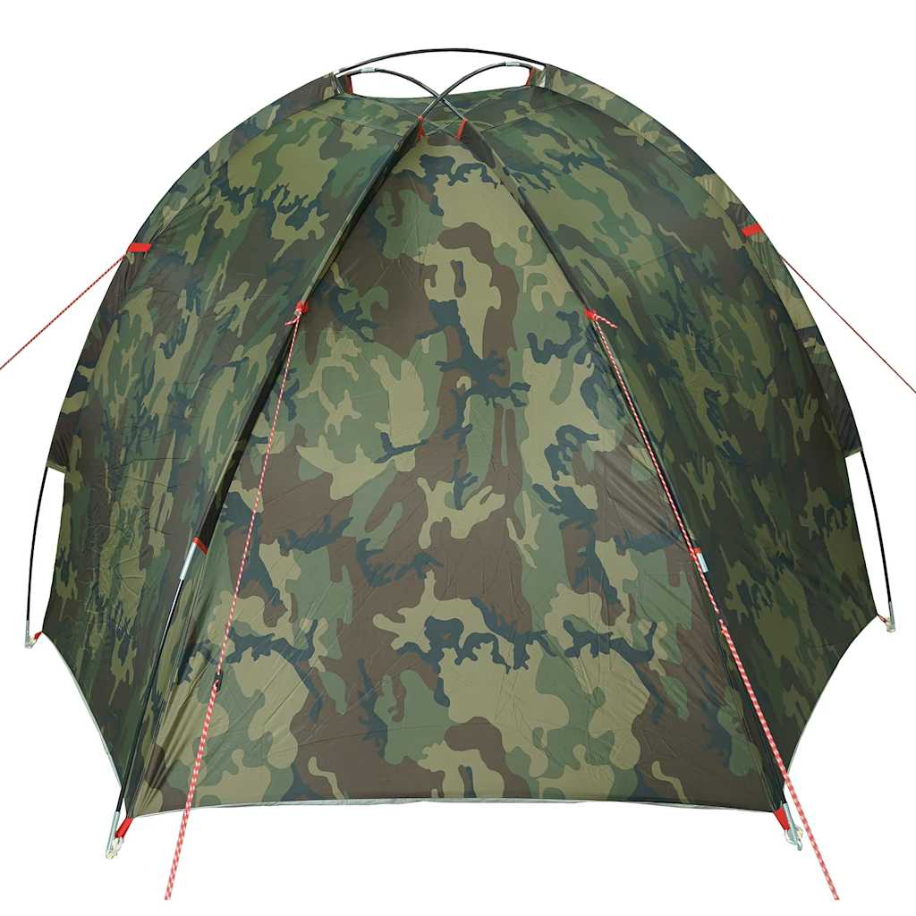 Detail van het vidaXL Vistent camouflage tent, met waterdichte stof en stevige stokken.