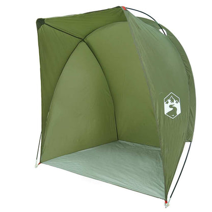 Detail van de olijfgroene vidaXL tent met een ruime binnenruimte en gebogen ontwerp.