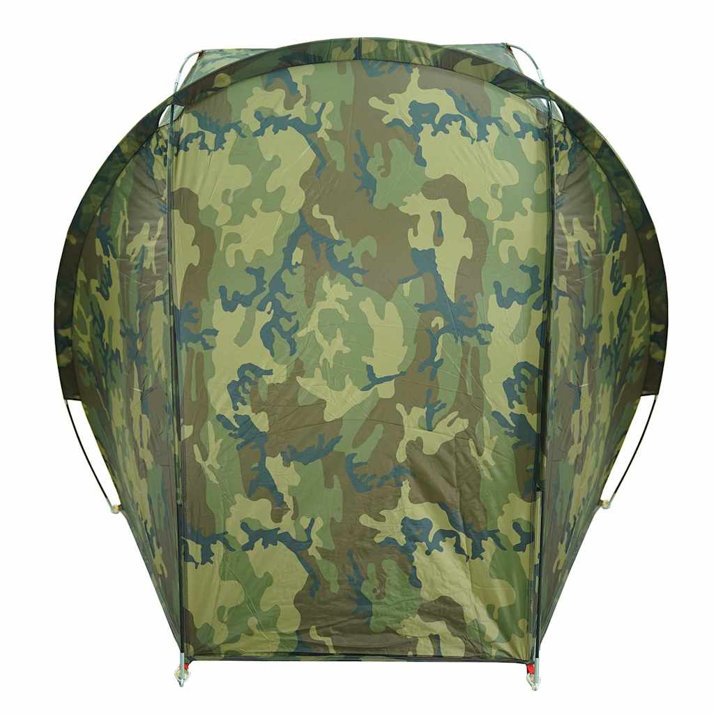 Detail van de vidaXL waterdichte camouflage schuilplek, zijaanzicht met groene camouflagemotief.