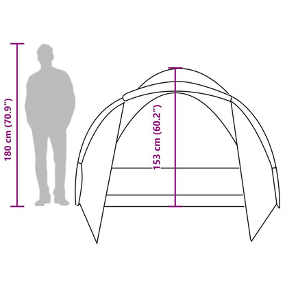 Zijaanzicht van de vidaXL Vistent 2-persoons tent met afmetingen en silhouet van een persoon.