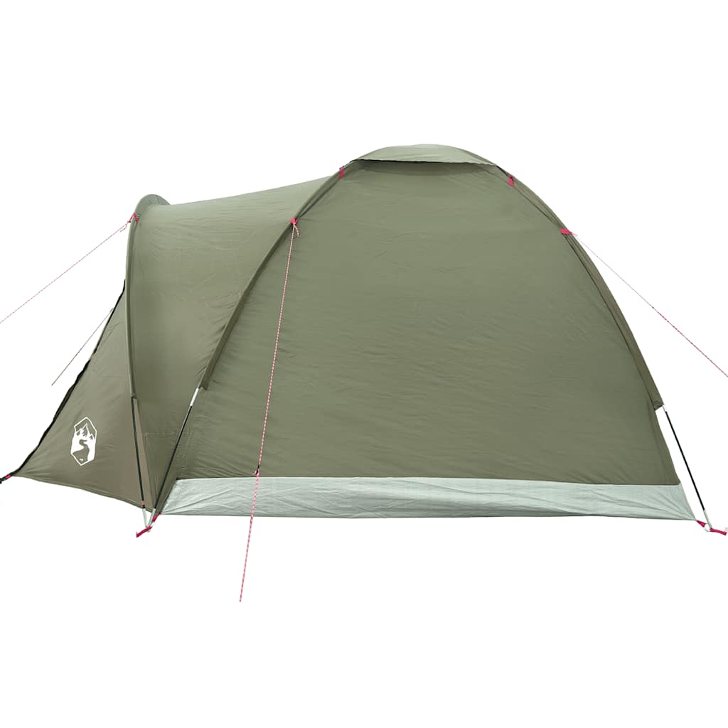 Zijaanzicht van de vidaXL Vistent 2-persoons tent in olijfgroen met waterdichte coating.
