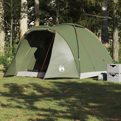 Olijfgroene vidaXL Vistent 2-persoons tent met open ingang in een bosrijke omgeving.