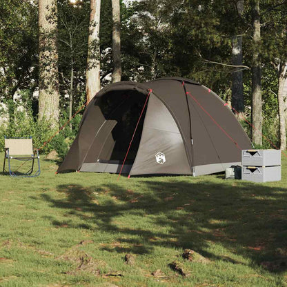 Detail van de vidaXL Vistent 2-persoons tent in bruin, met opgezette structuur in de natuur.