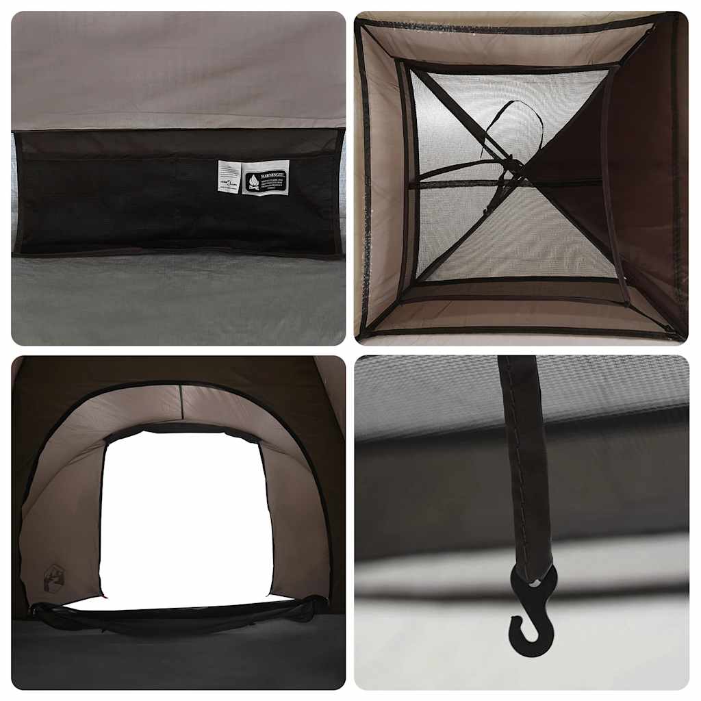 Detail van de binnenkant van de vidaXL Vistent tent met opbergruimte en ventilatierooster.
