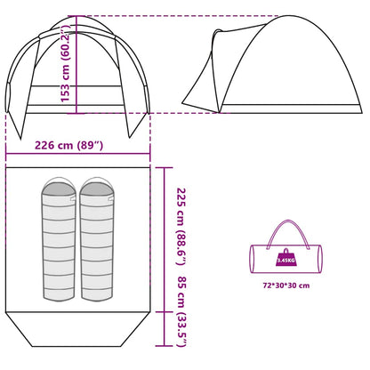 Detail van de vidaXL Vistent tent met afmetingen en opbergmogelijkheden.