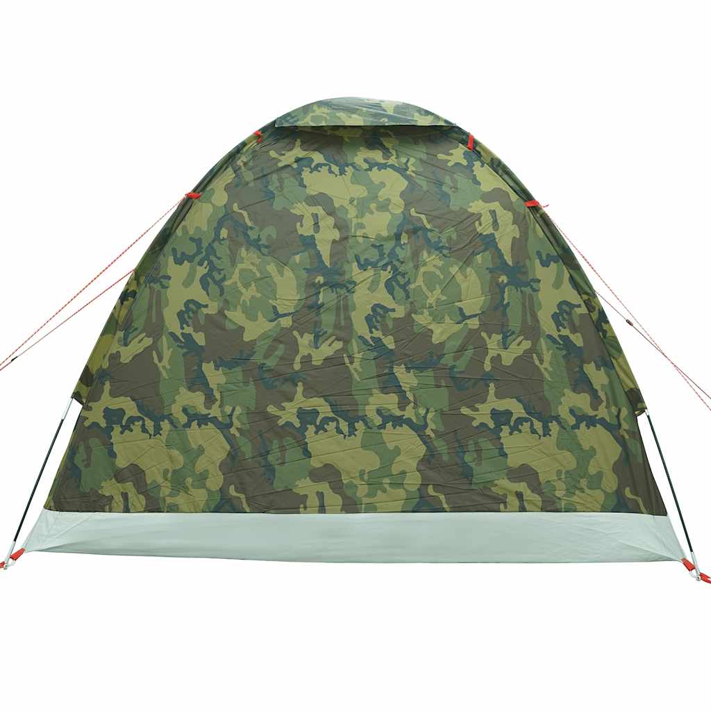 Detail van de vidaXL 2-persoons camouflage tent met waterdichte buitenkant en ventilatieopening.