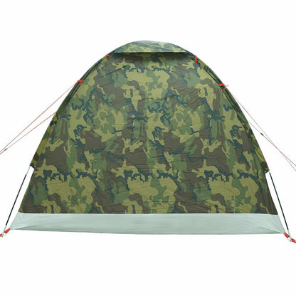 Detail van de vidaXL 2-persoons camouflage tent met waterdichte buitenkant en ventilatieopening.