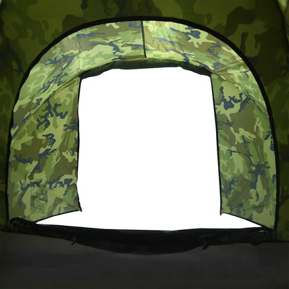 Detail van de ingang van de vidaXL camouflage tent met waterdichte afwerking.