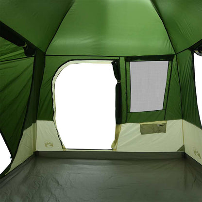 Detail van de groene vidaXL autotent met open deur en ventilatierooster.