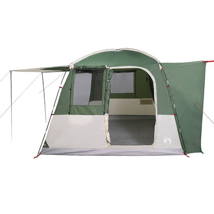 Zijaanzicht van de vidaXL 4-persoons autotent in groen met open ingang.