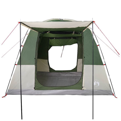 Detail van de vidaXL 4-persoons autotent in groen, met open ingang en ventilatie.