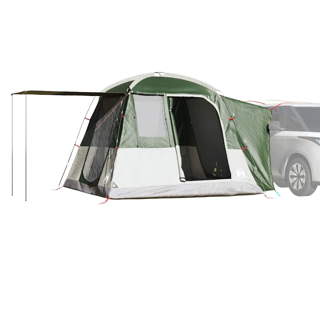 Autotent vidaXL 4-persoons in groen, waterdicht met een luifel aan de zijkant.