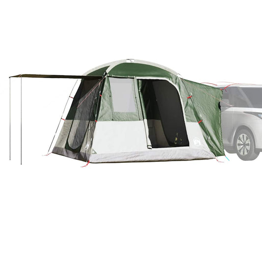 Autotent vidaXL 4-persoons in groen, waterdicht met een luifel aan de zijkant.