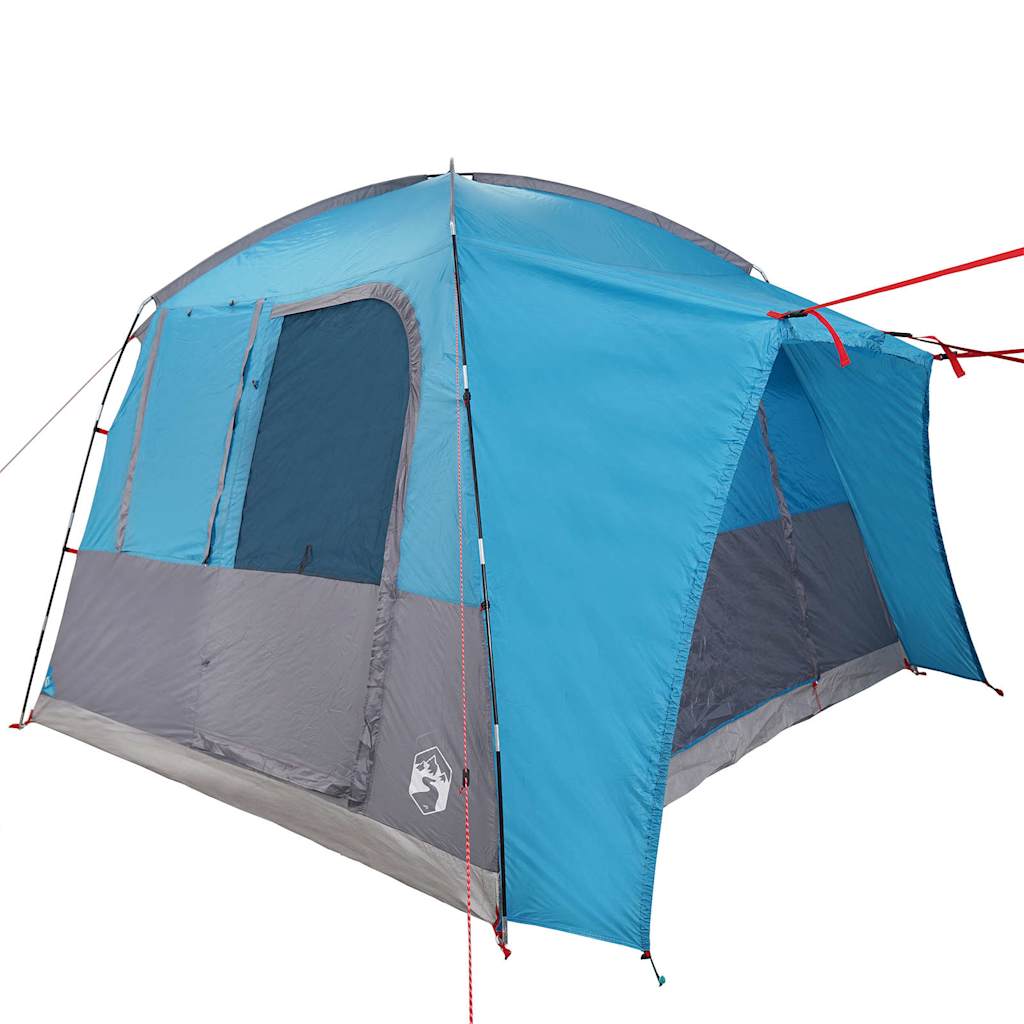 Detail van de vidaXL autotent in blauw, met een zijaanzicht en open ingang.