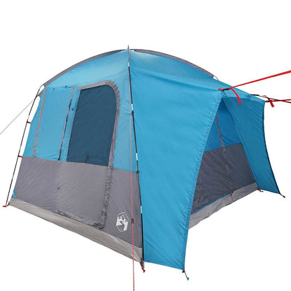 Detail van de vidaXL autotent in blauw, met een zijaanzicht en open ingang.