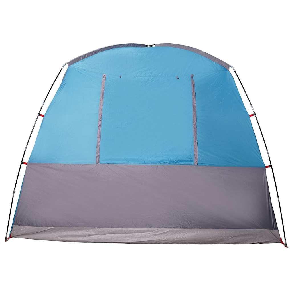 Detail van de blauwe vidaXL autotent met waterdichte voorkant en ventilatieroosters.
