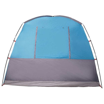 Detail van de blauwe vidaXL autotent met waterdichte voorkant en ventilatieroosters.