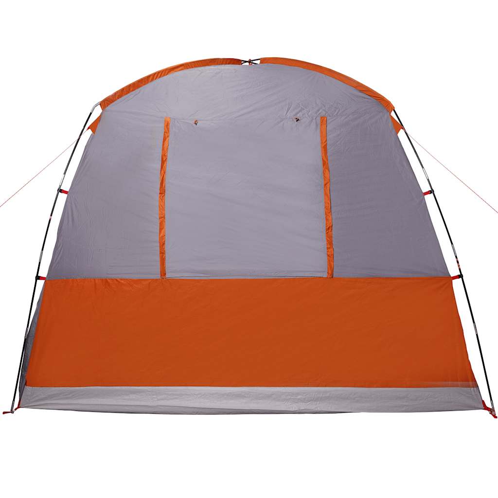 Detail van de grijs-oranje achterkant van de vidaXL 4-persoons autotent.