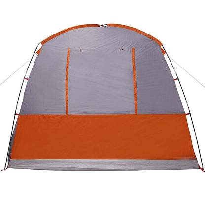 Detail van de grijs-oranje achterkant van de vidaXL 4-persoons autotent.