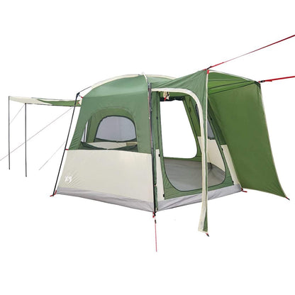 Detail van de vidaXL autotent in groen, met open ingang en zijluifel.