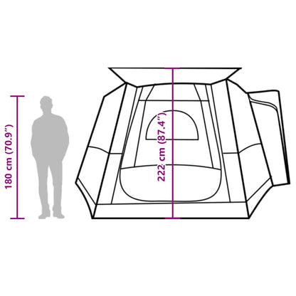 Afmetingen van de vidaXL 4-persoons autotent met een hoogte van 180 cm en breedte van 222 cm.