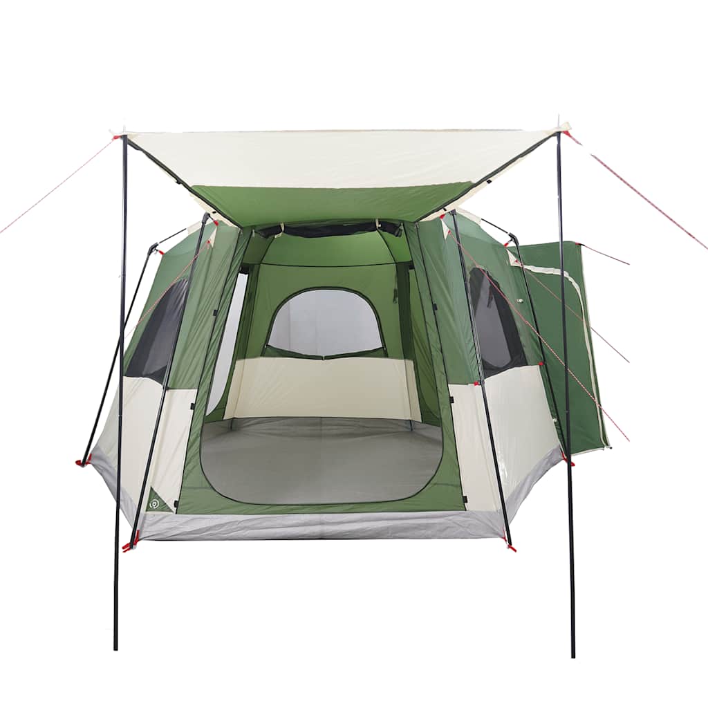 Detail van de vidaXL autotent in groen, met open ingang en ventilatieroosters.