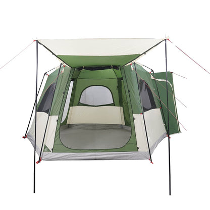 Detail van de vidaXL autotent in groen, met open ingang en ventilatieroosters.