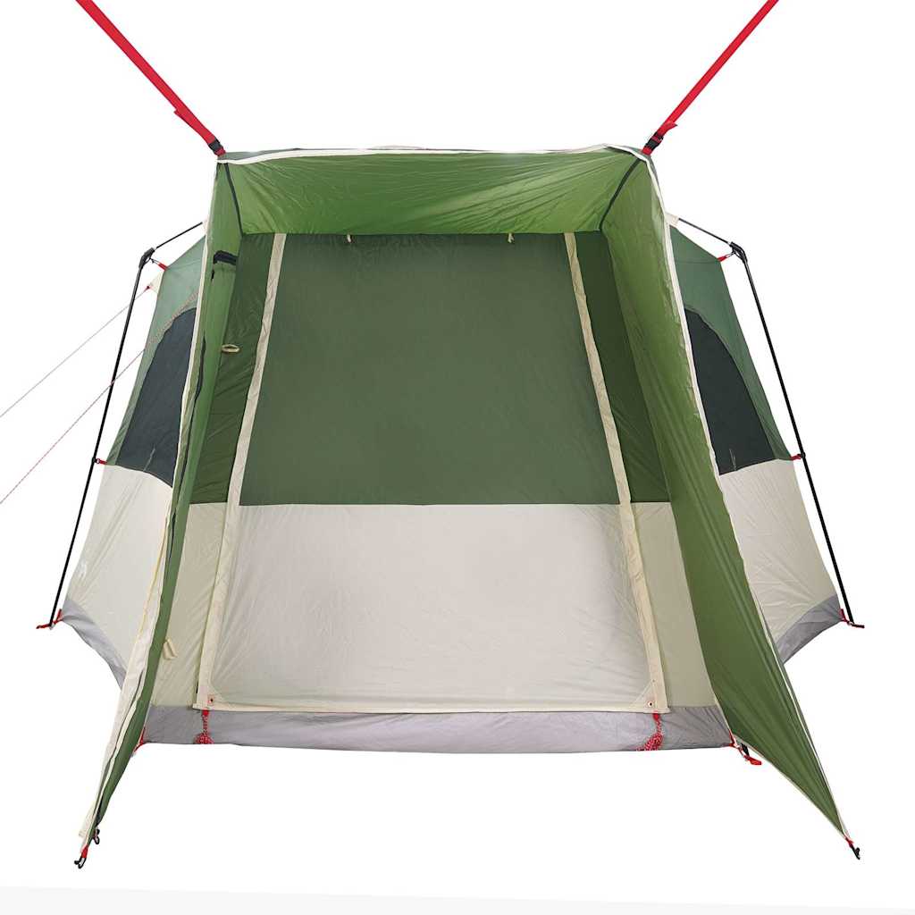 Detail van de groene vidaXL autotent met open ingang en stevige stangen.