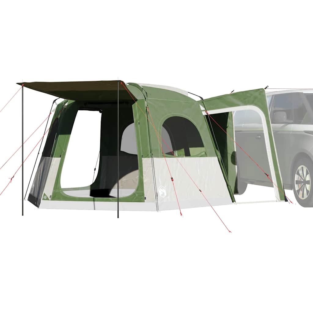 vidaXL autotent voor 4 personen, waterdicht groen met stevige stangen en open zijkant.
