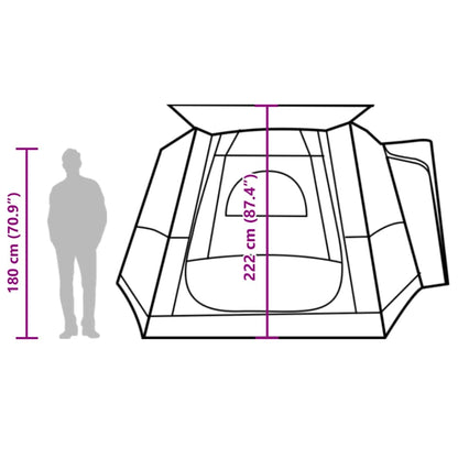 Zijaanzicht van de vidaXL autotent met afmetingen voor 4 personen en E-port.