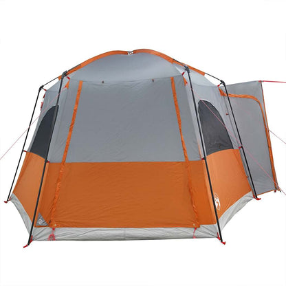 Detail van de vidaXL autotent in grijs en oranje, met zijaanzicht en ventilatierooster.