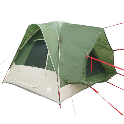 Detail van de vidaXL 4-persoons autotent in groen, met stevige stokken en spanbanden.