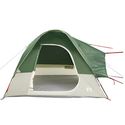 Zijaanzicht van de vidaXL 4-persoons autotent met open ingang en groene kleur.