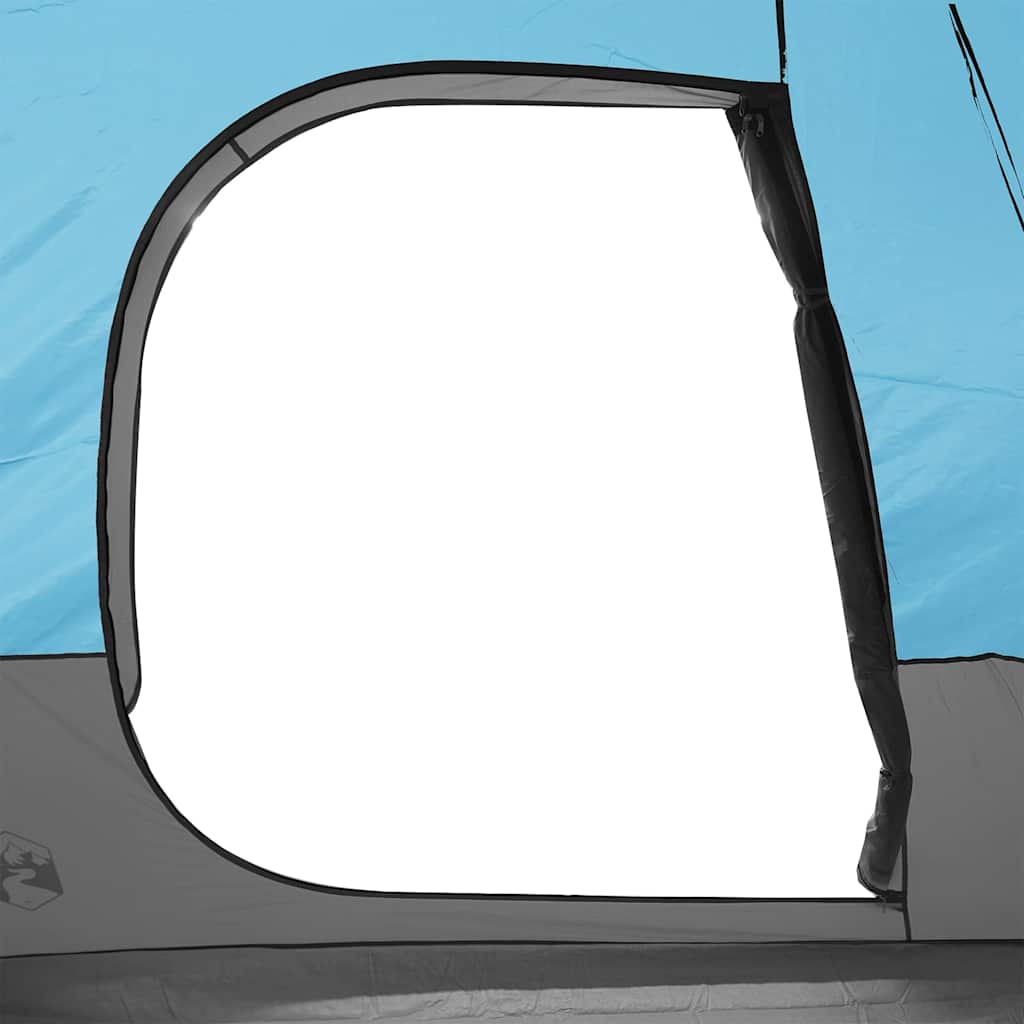 Detail van de ingang van de vidaXL 4-persoons autotent in blauw, met een zwart kader.