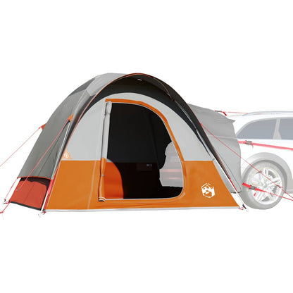 Grijze en oranje vidaXL autotent voor 4 personen, waterdicht en eenvoudig op te zetten.