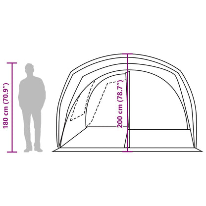 Detail van de vidaXL autotent met afmetingen en zijaanzicht van de ingang.
