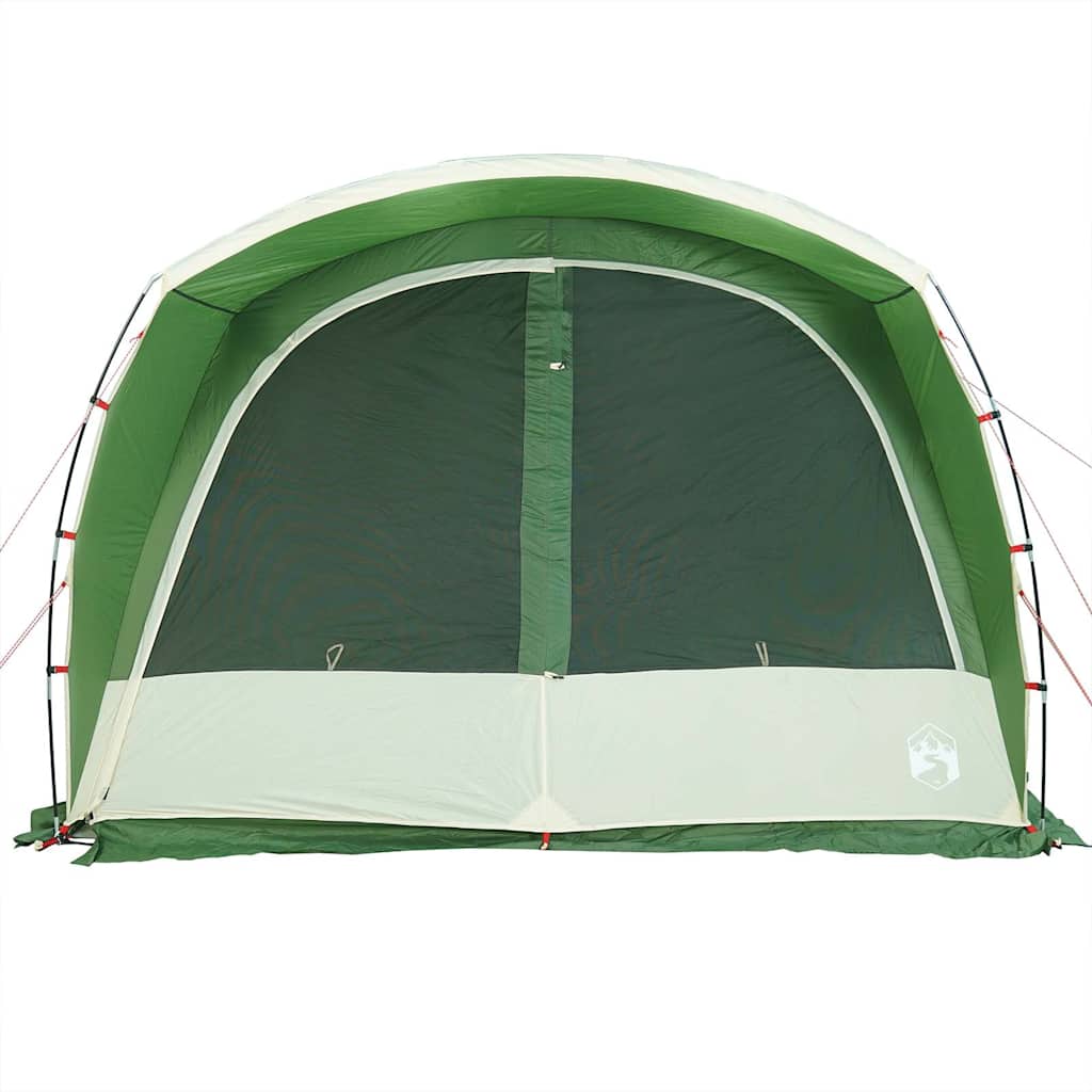 Detail van de groene vidaXL autotent met waterdichte voorkant en stevige stokken.